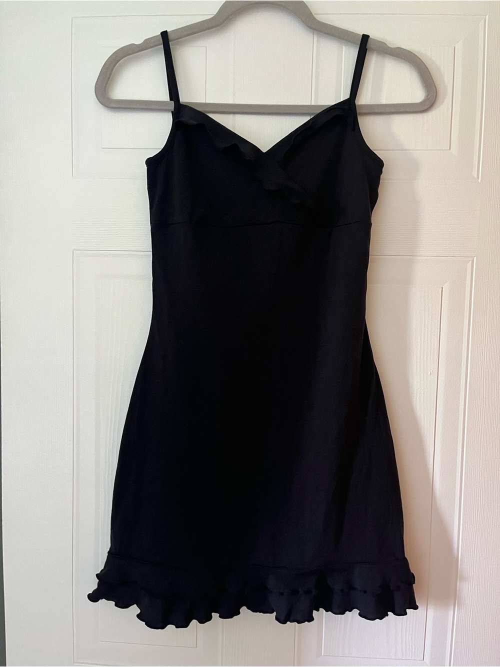 Vintage Y2K Guess Black Ruffle-Hem Mini Dress